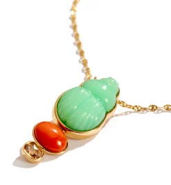 Big Daria necklace with coral and brown diamond