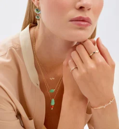 Big Daria necklace with coral and brown diamond