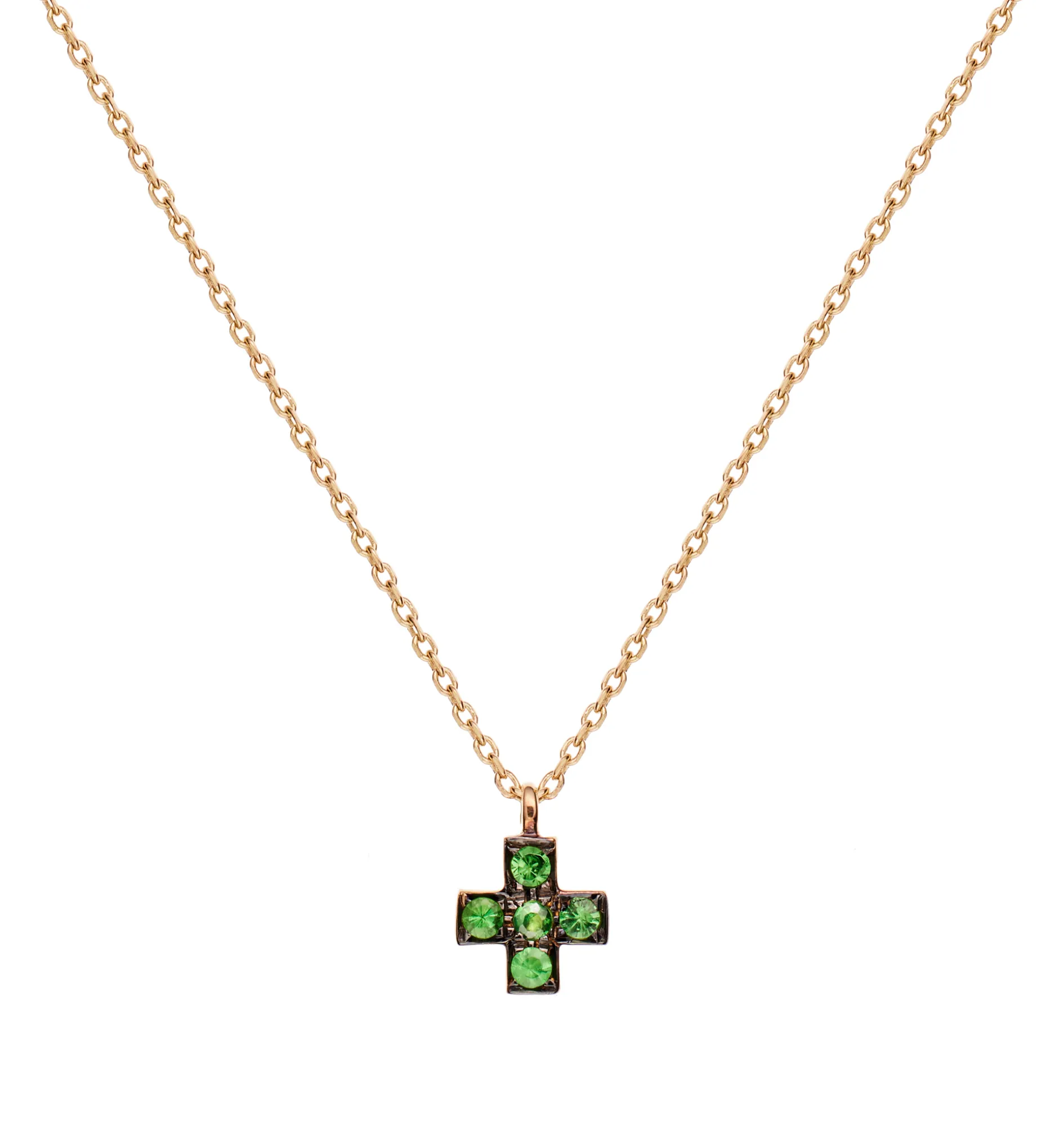 Miny Tsavorite Cross necklace