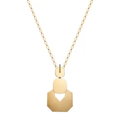 Square and hexagon diamond line necklace with "Araki #4" handmade chain